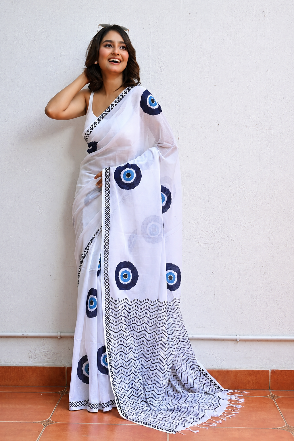 Evil Eye Mulmul Cotton Saree