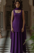 Purple Adjustable Kurta with Skirt & Dupatta
