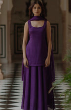 Purple Adjustable Kurta with Skirt & Dupatta