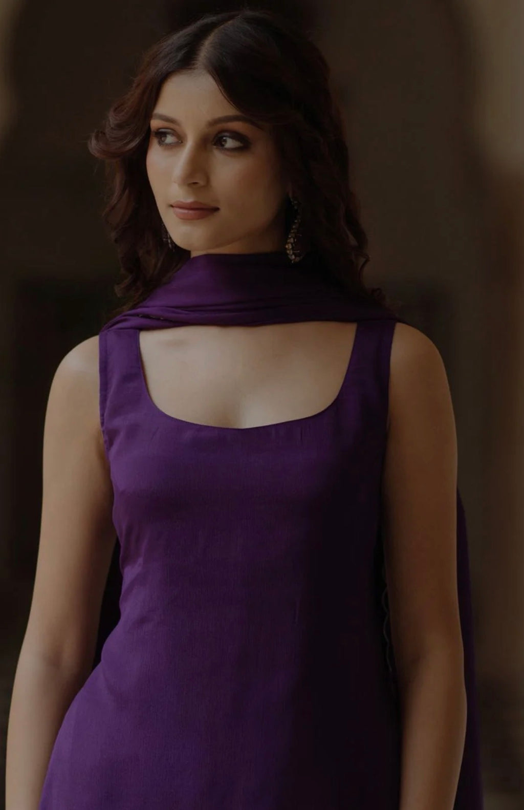Purple Adjustable Kurta with Skirt & Dupatta