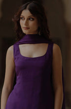 Purple Adjustable Kurta with Skirt & Dupatta