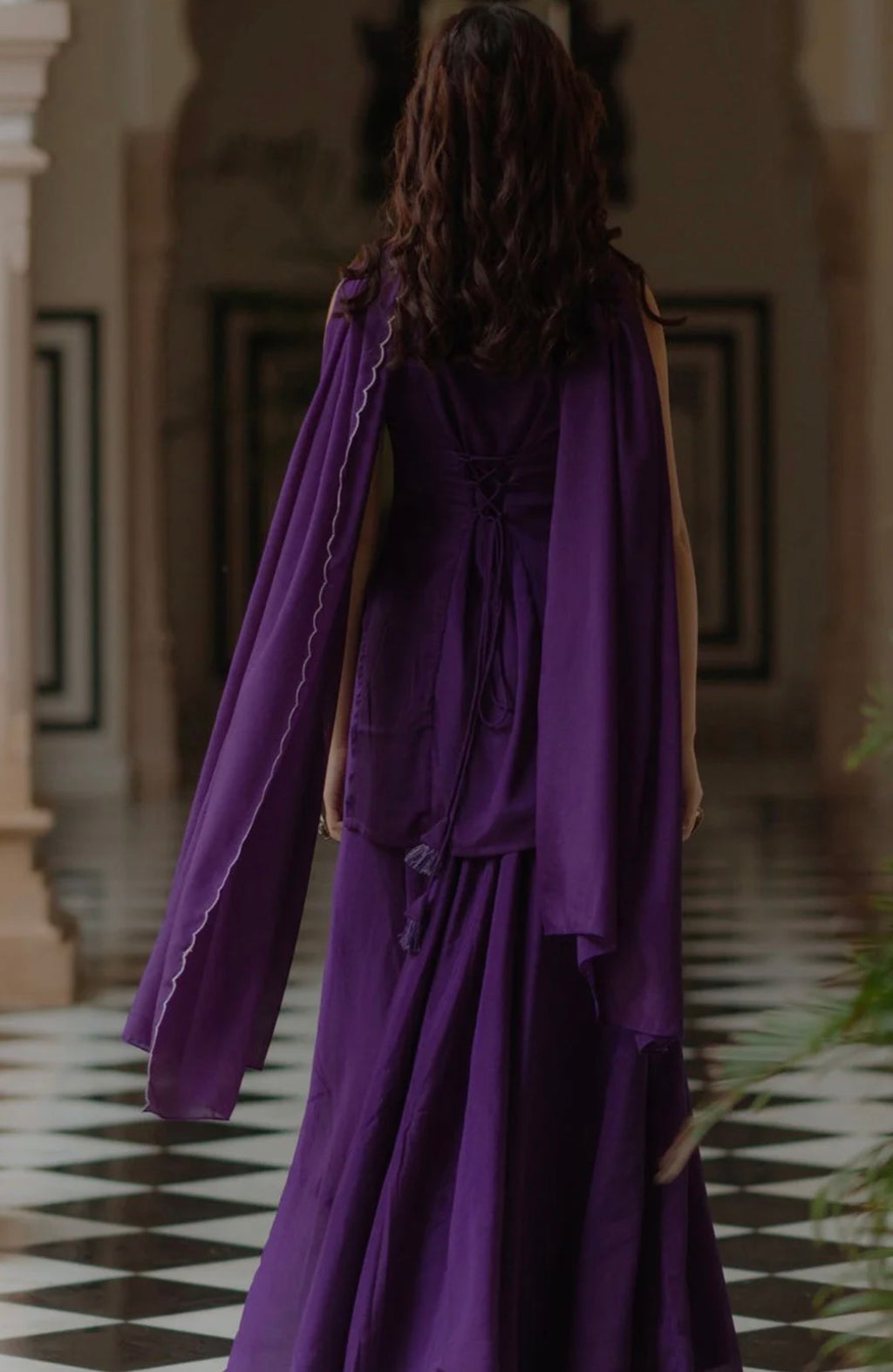 Purple Adjustable Kurta with Skirt & Dupatta