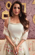 Ivory Sequinned Sharara Set with Dupatta