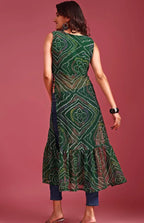 Green Bandhani Georgette Kurti