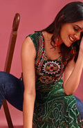 Green Bandhani Georgette Kurti