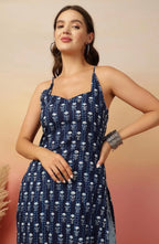 Blue Motifs Printed Summer Kurti