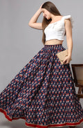 Red-Blue Printed Maxi Skirt