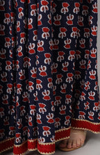 Red-Blue Printed Maxi Skirt