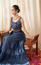 Navy Blue Floral Skirt