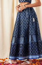 Navy Blue Floral Skirt