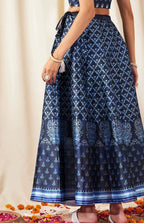 Navy Blue Floral Skirt